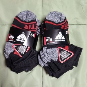 Boys' Quarter Black and Gray Socks 6ct, Set Of 2